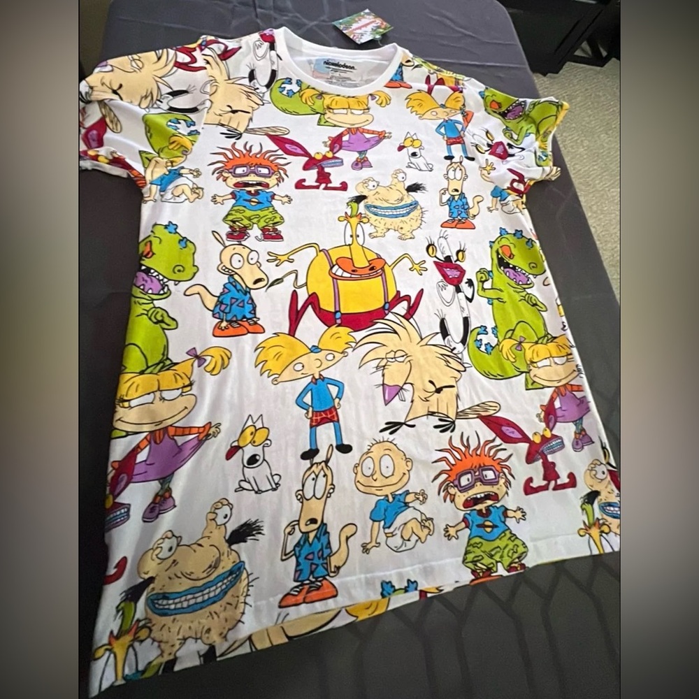 Nickelodeon Characters Men’s White Tee Shirt Size Large